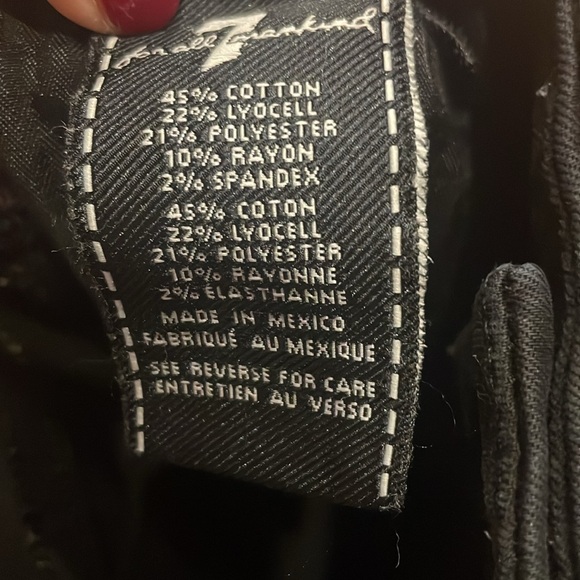 7 For All Man Kind Black Denim Jeans high waist ankle skinny - Picture 8 of 9